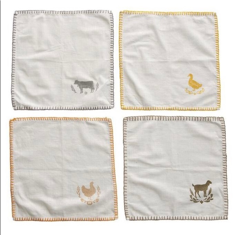 Creative Co-Op Square Cotton Farm Animal Napkins